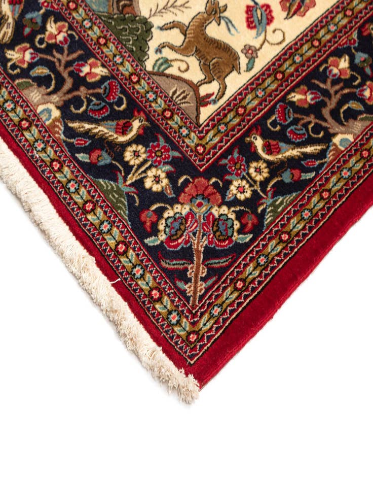 Detail image of 4' 8 x 7'  Hand Knotted Qom Persian Rug