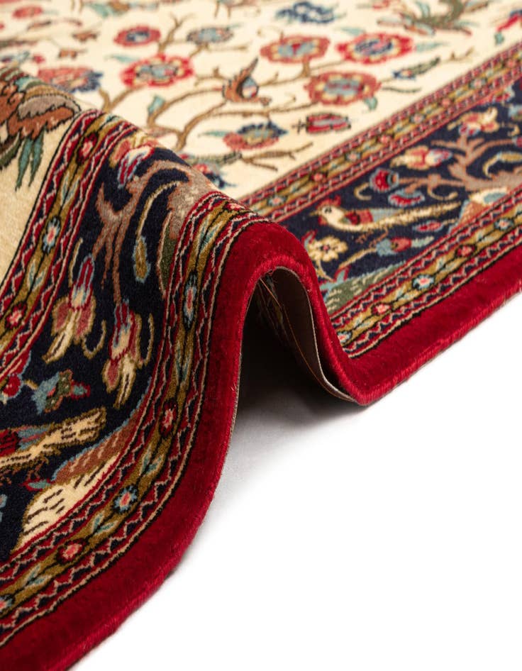 Detail image of 4' 8 x 7'  Hand Knotted Qom Persian Rug