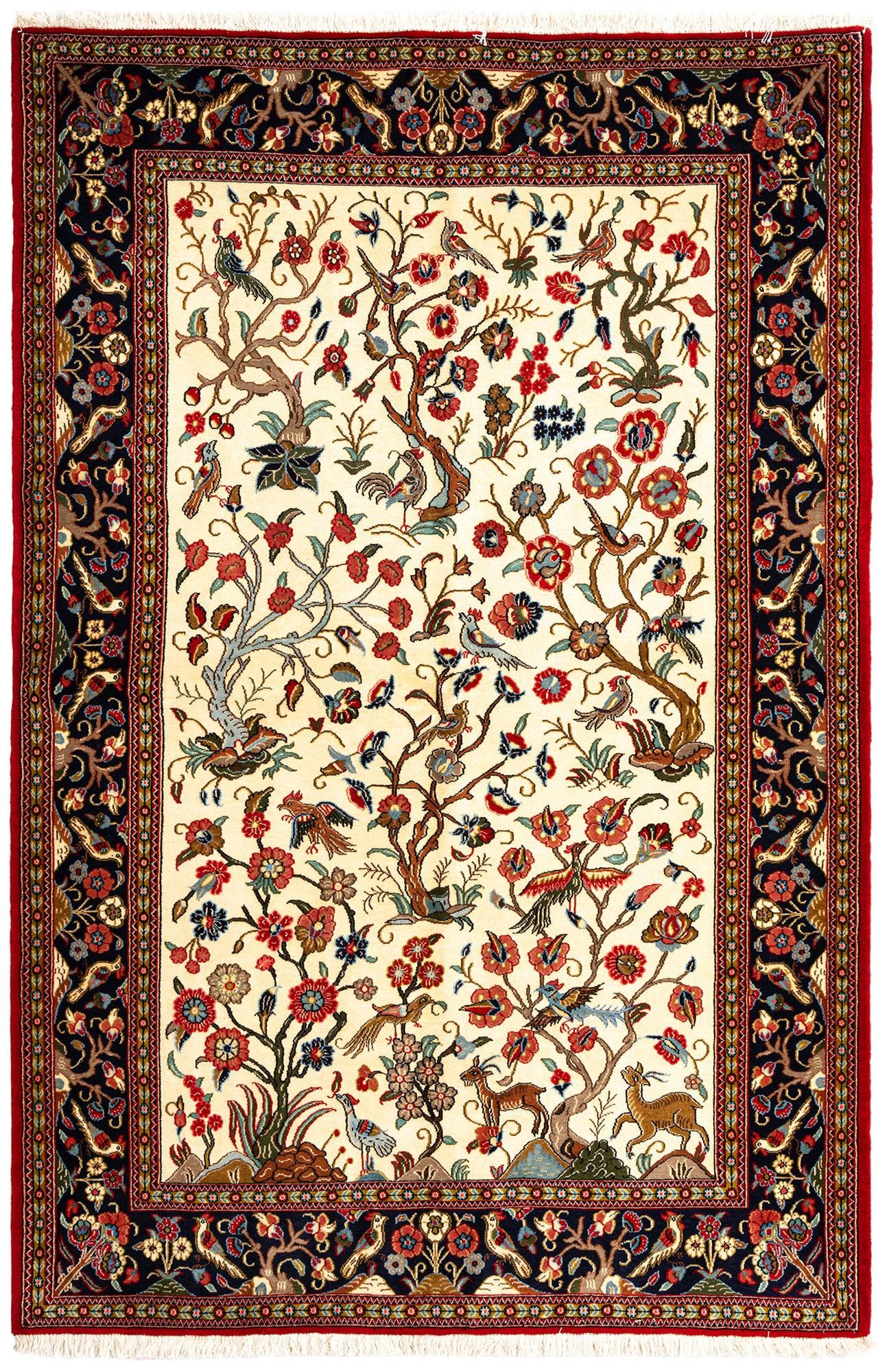 4' 8 x 7' Hand Knotted Qom Persian Rug