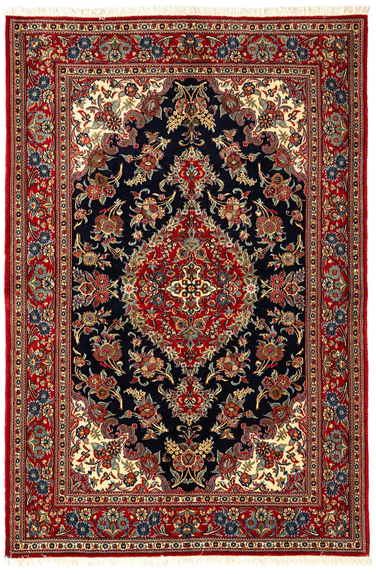 4' 6 x 6' 7 Hand Knotted Qom Persian Rug