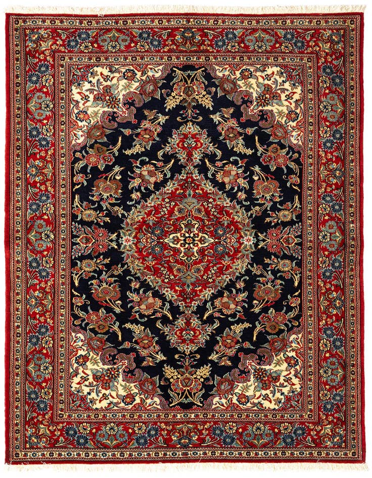 Detail image of 4' 6 x 6' 7 Hand Knotted Qom Persian Rug