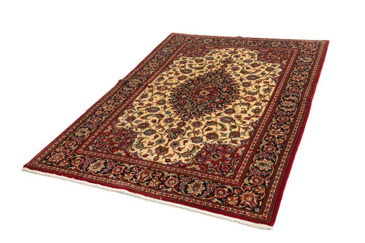 4' 9 x 7' Hand Knotted Qom Persian Rug
