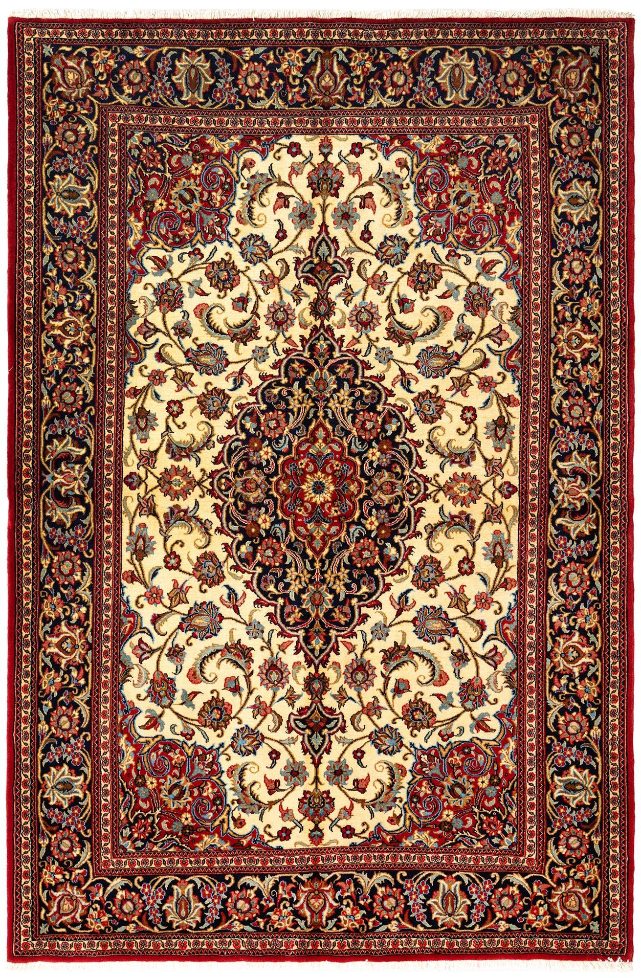 4' 9 x 7' Hand Knotted Qom Persian Rug