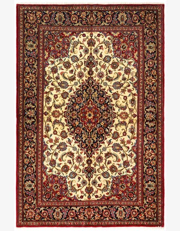 4' 9 x 7' Hand Knotted Qom Persian Rug