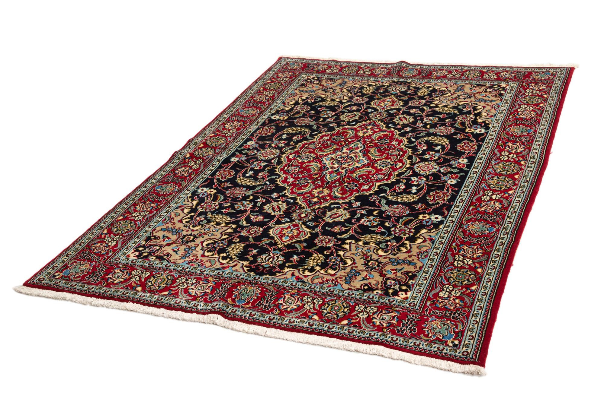 4' 8 x 6' 6 Hand Knotted Qom Persian Rug