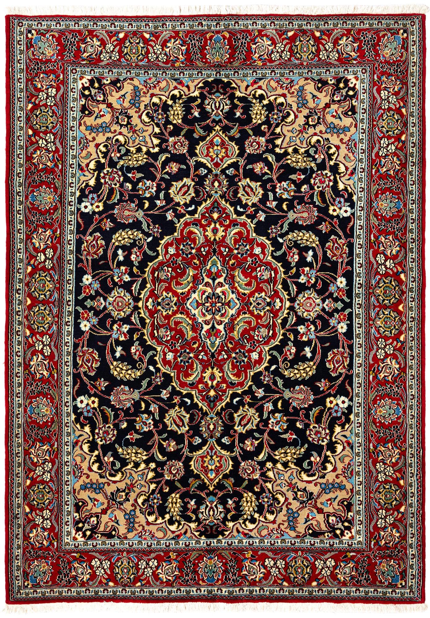 4' 8 x 6' 6 Hand Knotted Qom Persian Rug