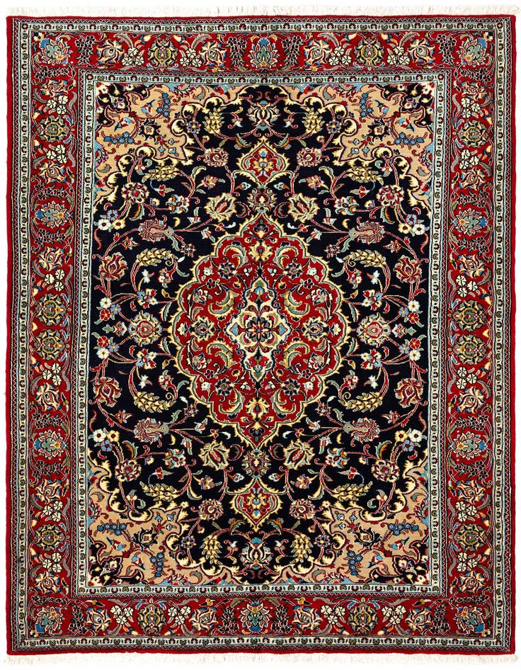 Detail image of 4' 8 x 6' 6 Hand Knotted Qom Persian Rug