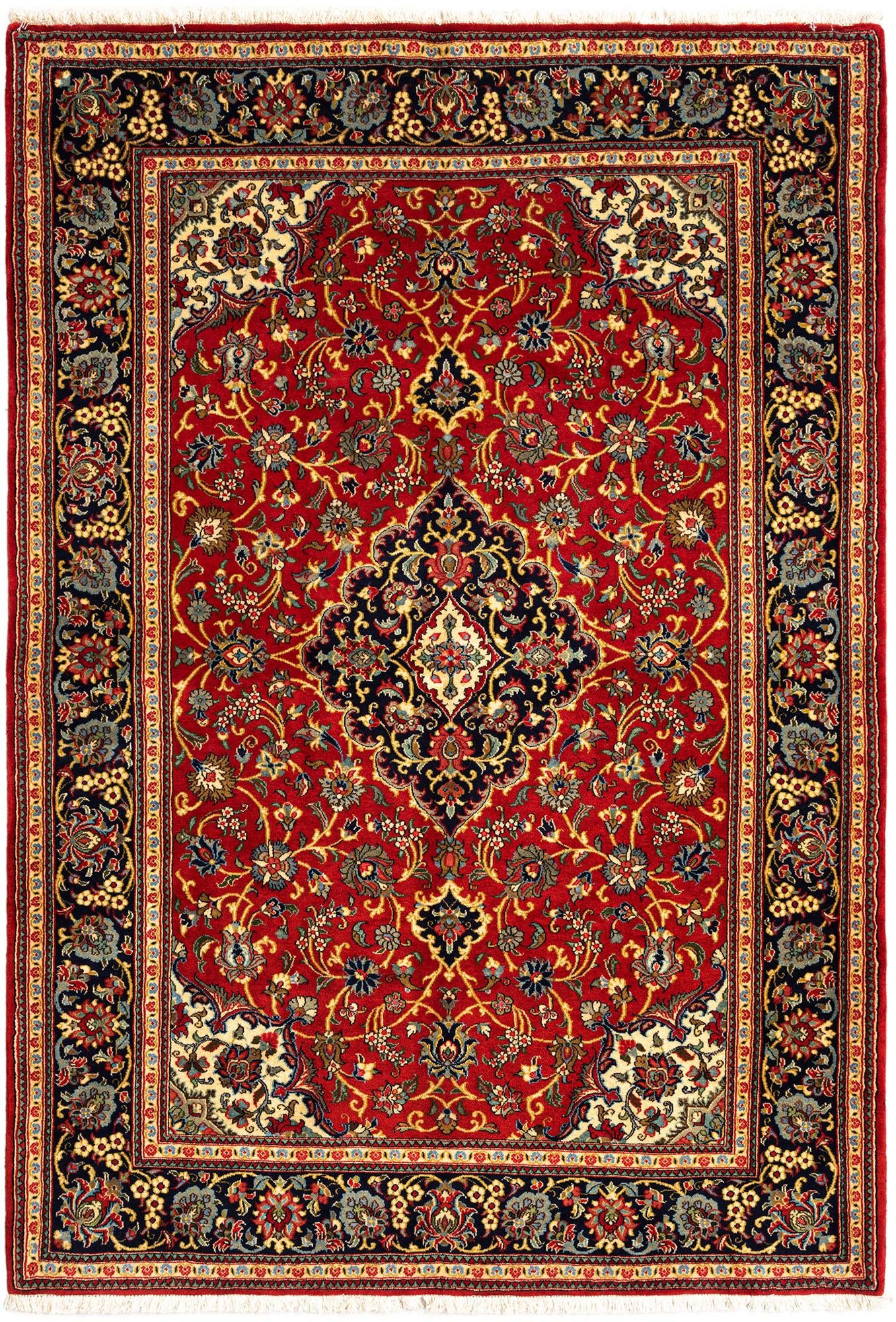 4' 10 x 7' 1 Hand Knotted Qom Persian Rug