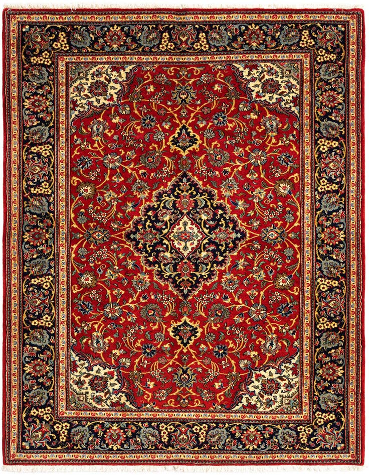 Detail image of 4' 10 x 7' 1 Hand Knotted Qom Persian Rug