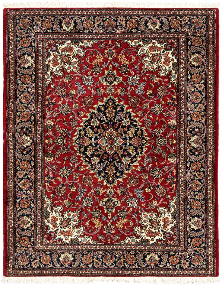 Detail image of 4' 8 x 6' 11 Hand Knotted Qom Persian Rug