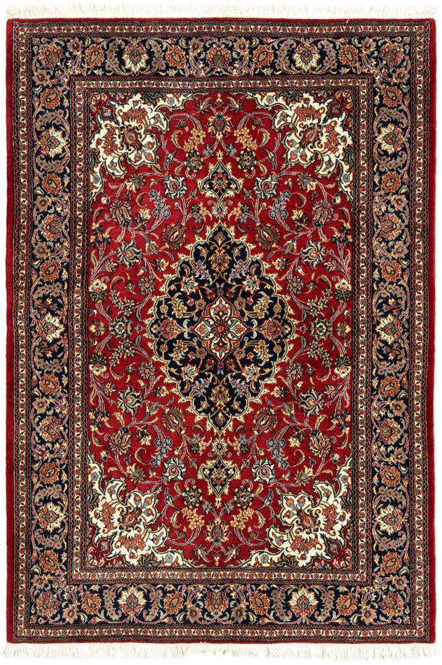 Detail image of 4' 8 x 6' 11 Hand Knotted Qom Persian Rug