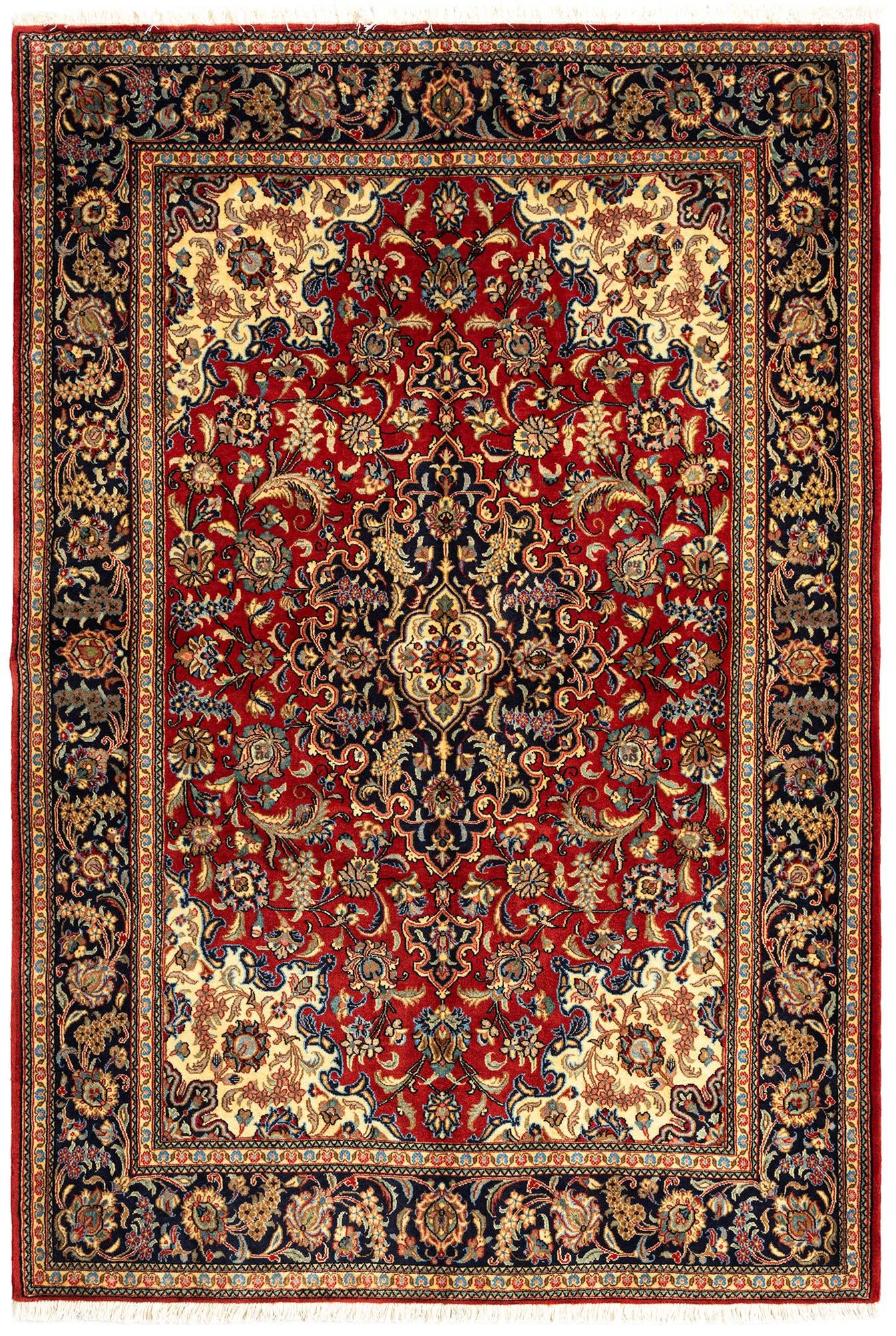4' 8 x 6' 10 Hand Knotted Qom Persian Rug