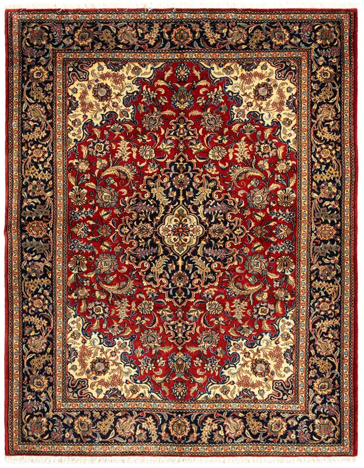 Detail image of 4' 8 x 6' 10 Hand Knotted Qom Persian Rug