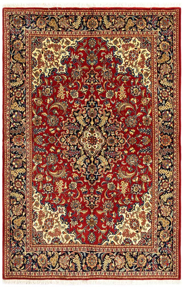 4' 8 x 7' 1 Hand Knotted Qom Persian Rug