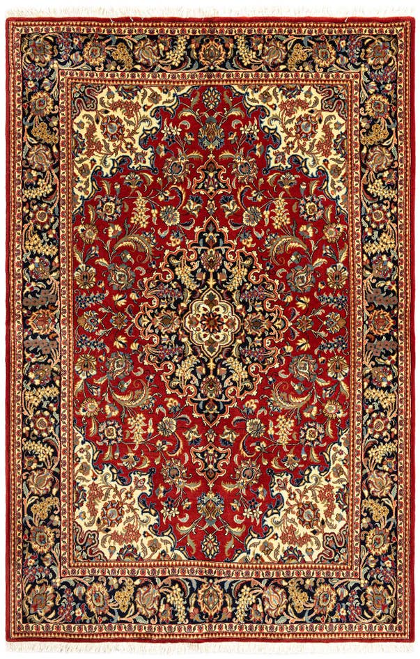 Detail image of 4' 8 x 7' 1 Hand Knotted Qom Persian Rug
