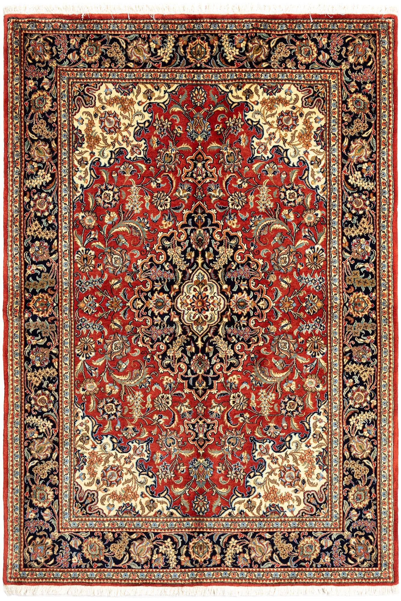 4' 8 x 6' 9 Hand Knotted Qom Persian Rug