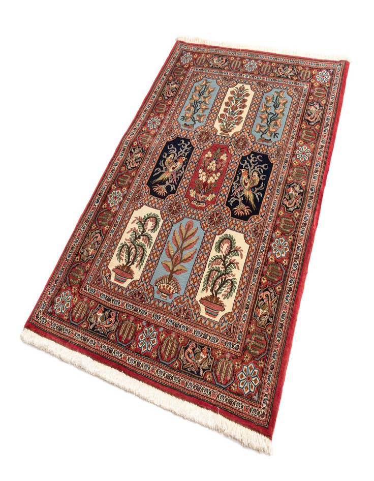 Detail image of 3' 7 x 4' 11  Hand Knotted Qom Persian Rug