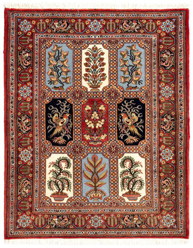 Detail image of 3' 7 x 4' 11 Hand Knotted Qom Persian Rug