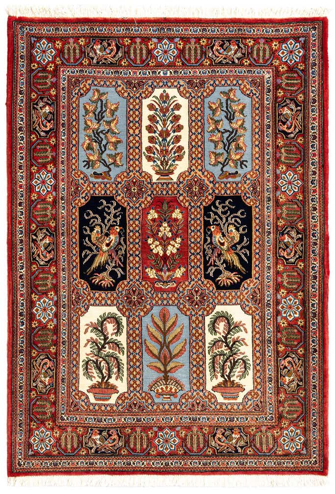 3' 7 x 4' 11 Hand Knotted Qom Persian Rug