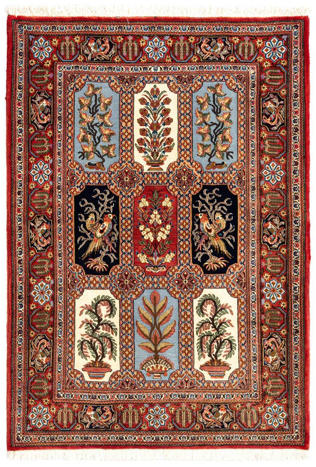 Detail image of 3' 7 x 4' 11 Hand Knotted Qom Persian Rug