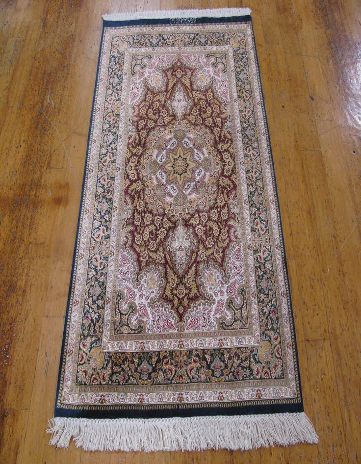 Detail image of 2' 7 x 4' 2 Hand Knotted Qom Persian Rug