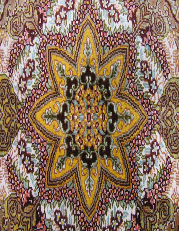 Detail image of 2' 7 x 4' 2 Hand Knotted Qom Persian Rug
