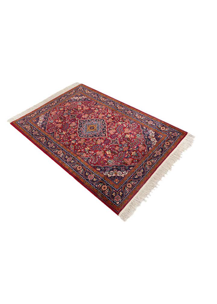 3' 4 x 4' 10 Hand Knotted Qom Persian Wool Rug