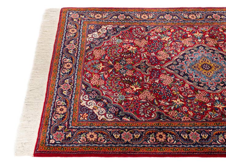 Detail image of 3' 4 x 4' 10 Hand Knotted Qom Persian Wool Rug