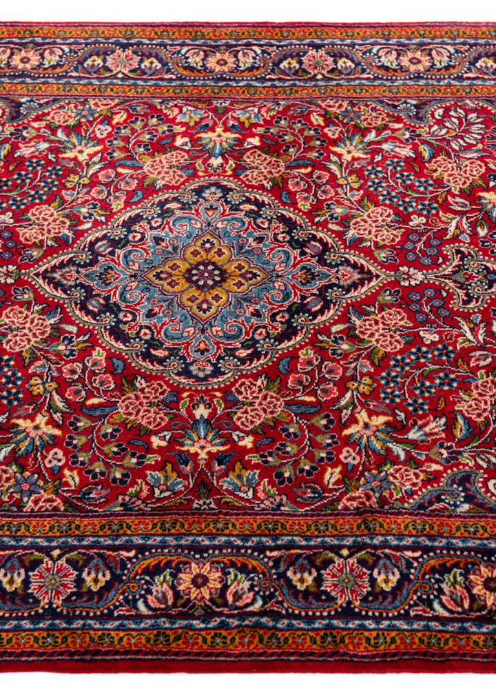 3' 4 x 4' 10 Hand Knotted Qom Persian Wool Rug