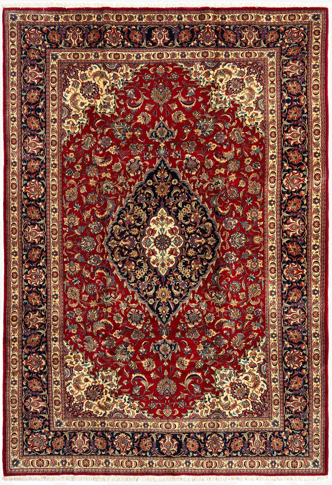 6' 8 x 9' 10  Hand Knotted Qom Persian Rug
