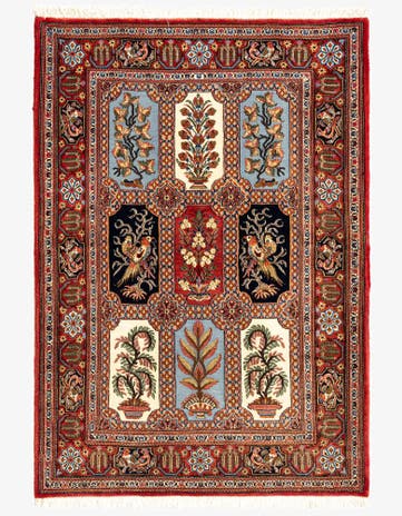 3' 7 x 4' 11 Hand Knotted Qom Persian Rug