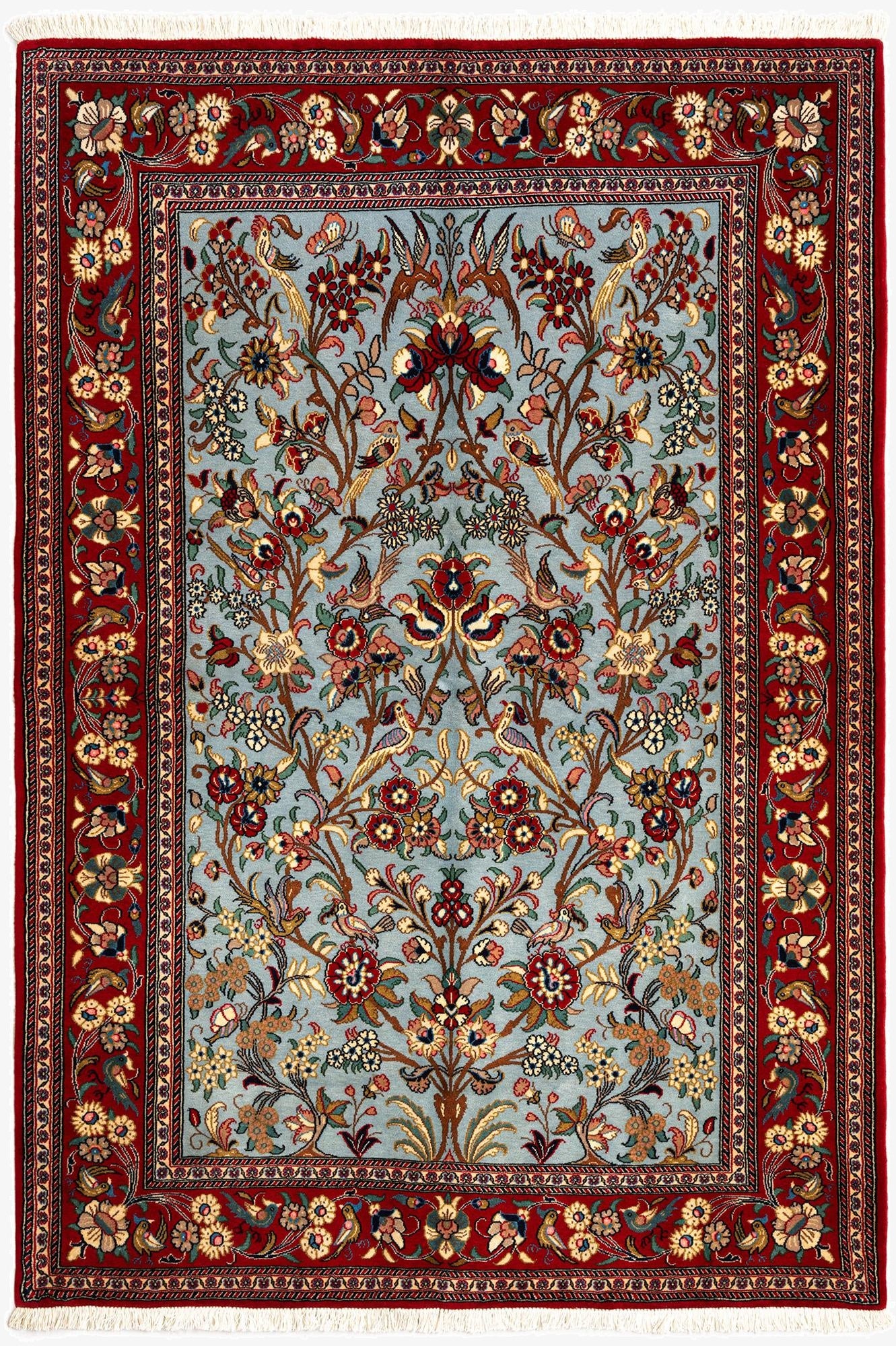 4' 9 x 7'  Hand Knotted Qom Persian Rug