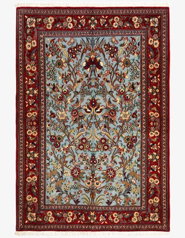 4' 9 x 7' Hand Knotted Qom Persian Rug