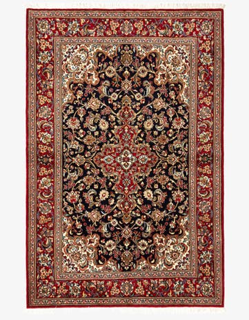 4' 9 x 7' 1 Hand Knotted Qom Persian Rug