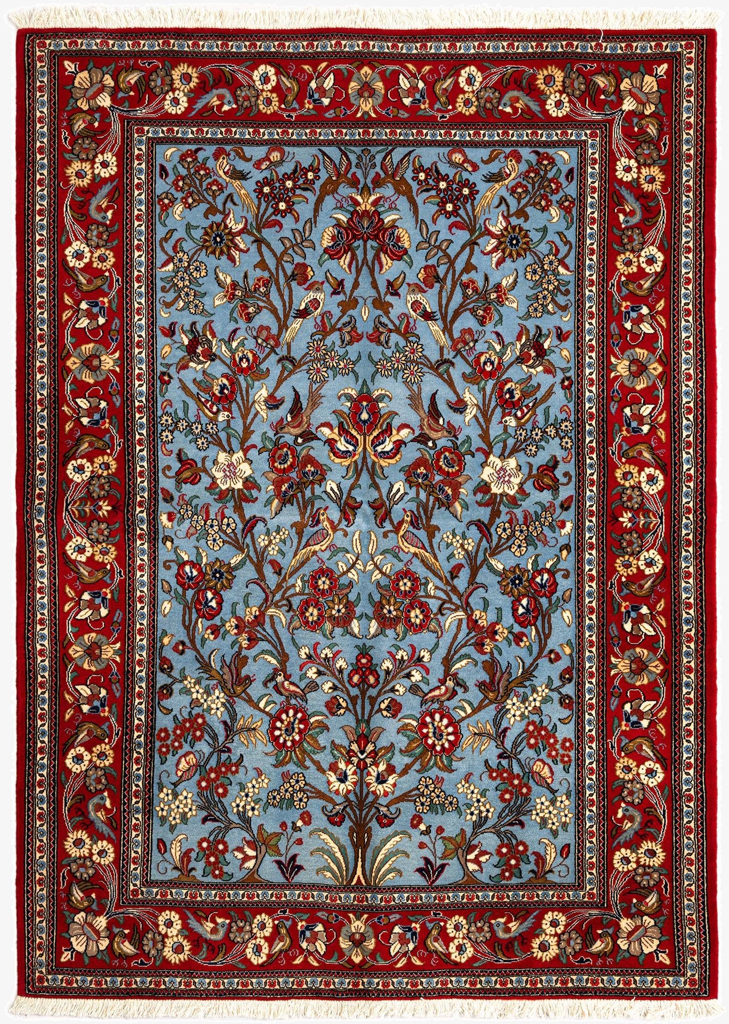 4' 11 x 6' 11  Hand Knotted Qom Persian Rug