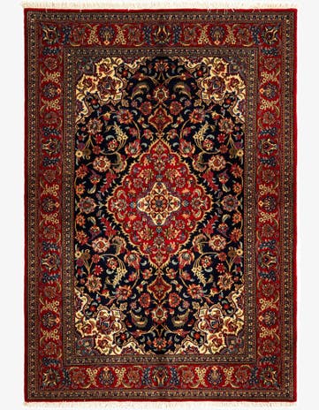4' 8 x 6' 9 Hand Knotted Qom Persian Rug