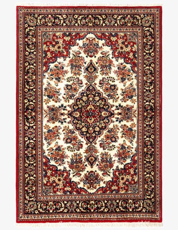 4' 5 x 6' 6 Hand Knotted Qom Persian Rug