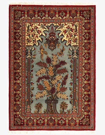 3' 6 x 5' Hand Knotted Qom Persian Rug