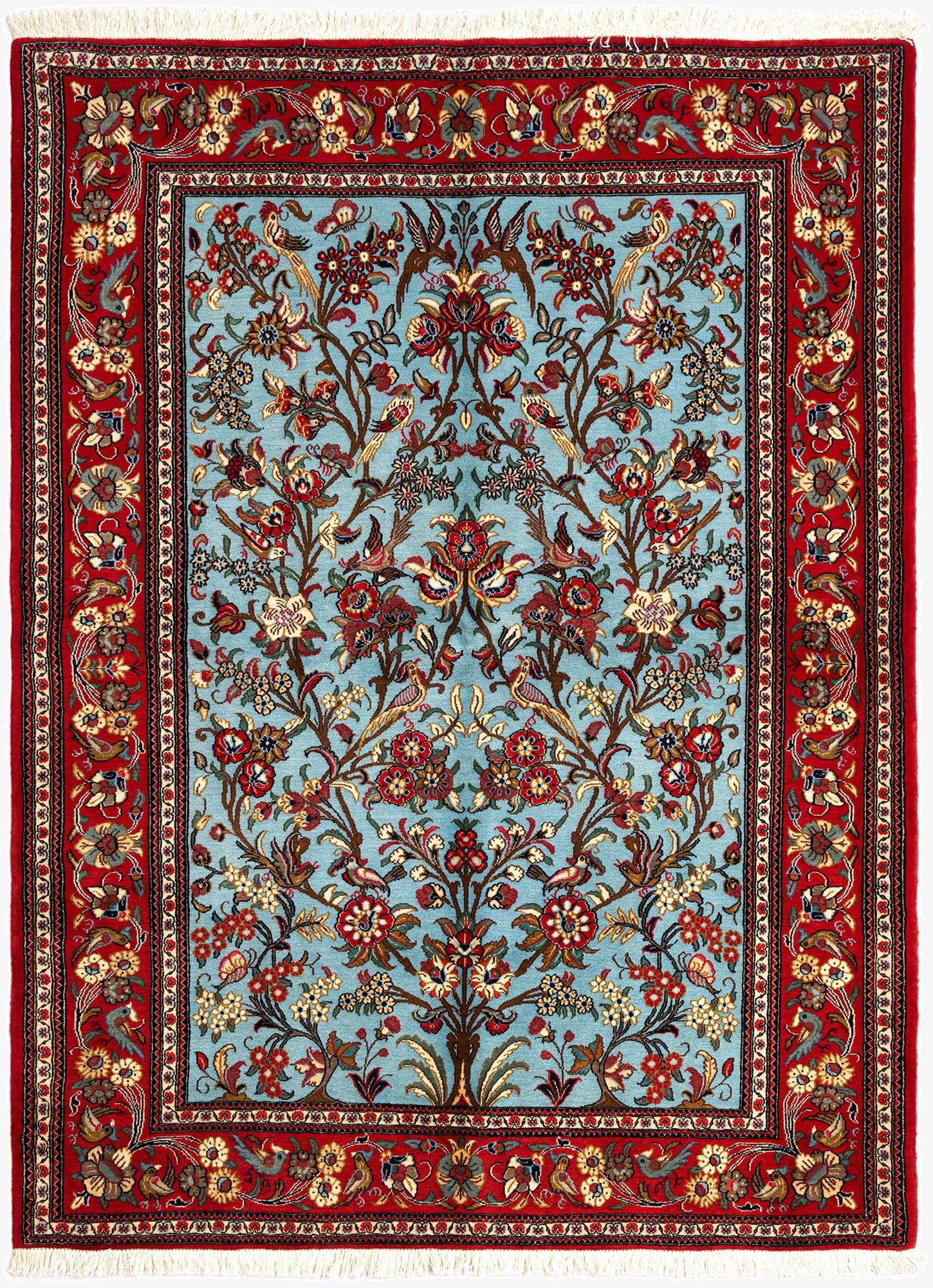 4' 10 x 6' 5  Hand Knotted Qom Persian Rug