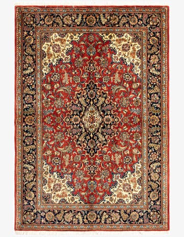 4' 8 x 6' 9 Hand Knotted Qom Persian Rug