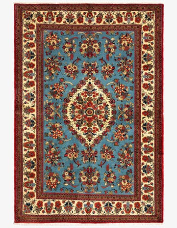 4' 9 x 7' Hand Knotted Qom Persian Rug