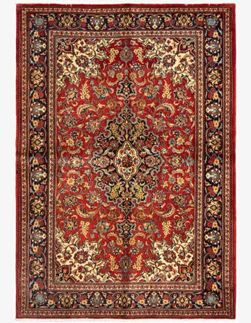 4' 7 x 6' 8 Hand Knotted Qom Persian Rug