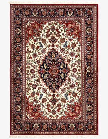 4' 6 x 6' 10 Hand Knotted Qom Persian Rug