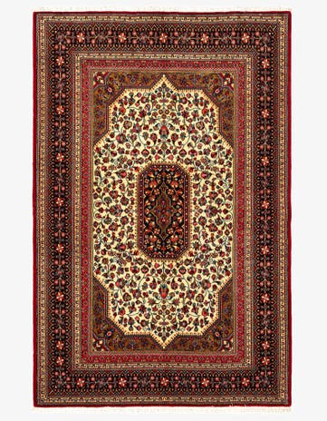 4' 7 x 6' 11 Hand Knotted Qom Persian Rug