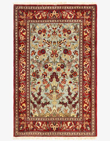 3' 5 x 5' 4 Hand Knotted Qom Persian Rug