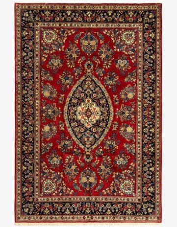 6' 8 x 9' 11 Hand Knotted Qom Persian Rug