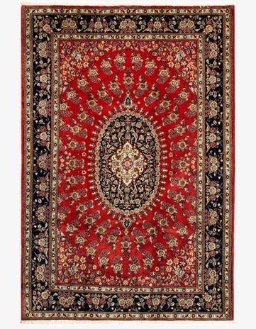 6' 8 x 9' 9 Hand Knotted Qom Persian Rug