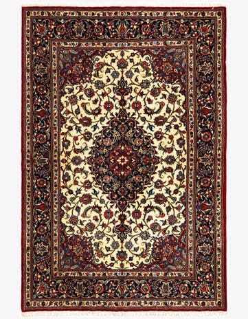 4' 8 x 6' 11 Hand Knotted Qom Persian Rug