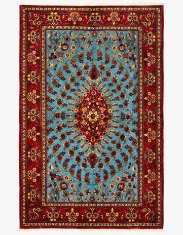 4' 8 x 7' 2 Hand Knotted Qom Persian Rug
