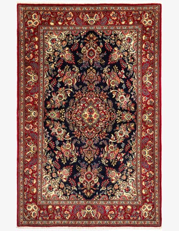 4' 9 x 7' 2 Hand Knotted Qom Persian Rug